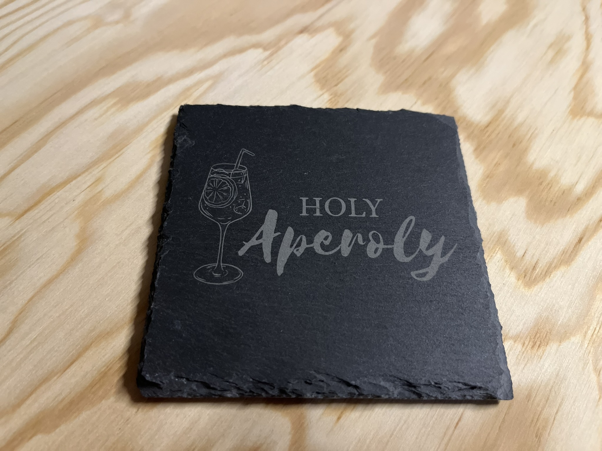 Schiefer Untersetzer "Holy Aperoly"